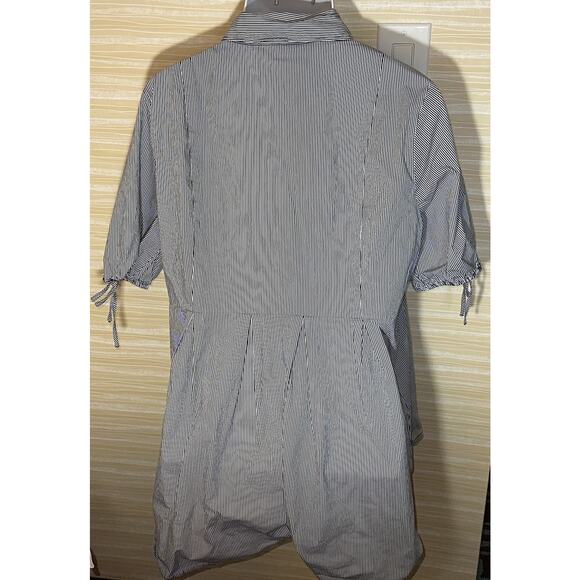 Lane Bryant Women's Short Sleeve Black & White Striped Button Blouse 18 0629 - Picture 5 of 6